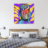 Kleurrijke grillige mozaïek Uil Art Canvas Afdruk (Insitu (Slaapkamer))