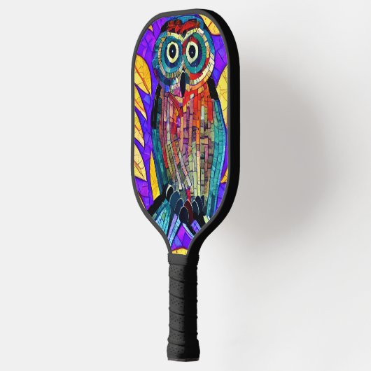 Kleurrijke grillige mozaïek Uil Art Pickleball Paddle (Links)