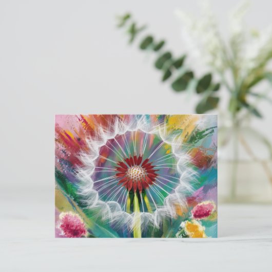 Kleurrijke grillige paardenbloem briefkaart (Staand voorkant)