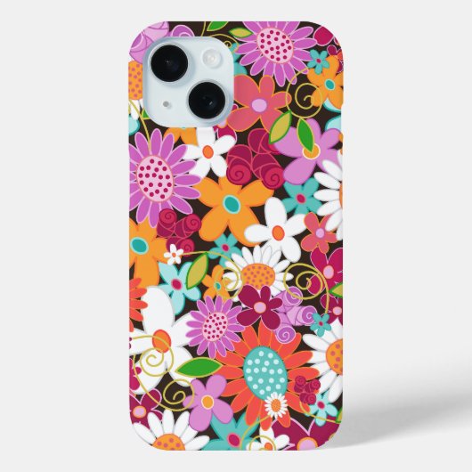 Kleurrijke grillige Paarse lentebloemen tuin Case-Mate iPhone Case (Achterkant)