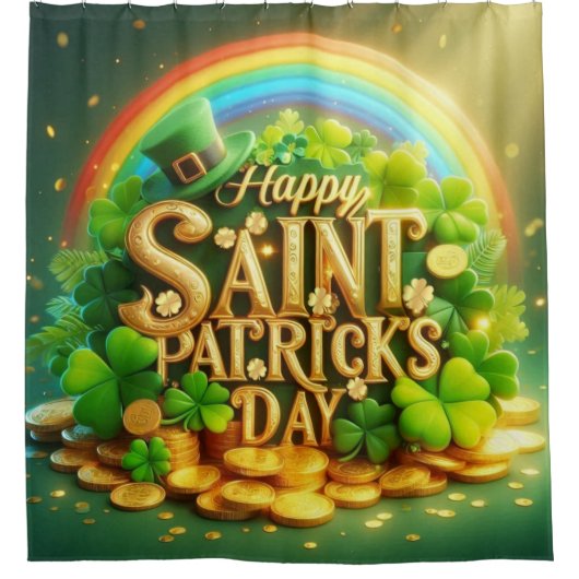 Kleurrijke, grillige Rainbow Saint Patrick's Day Douchegordijn (Voorkant)