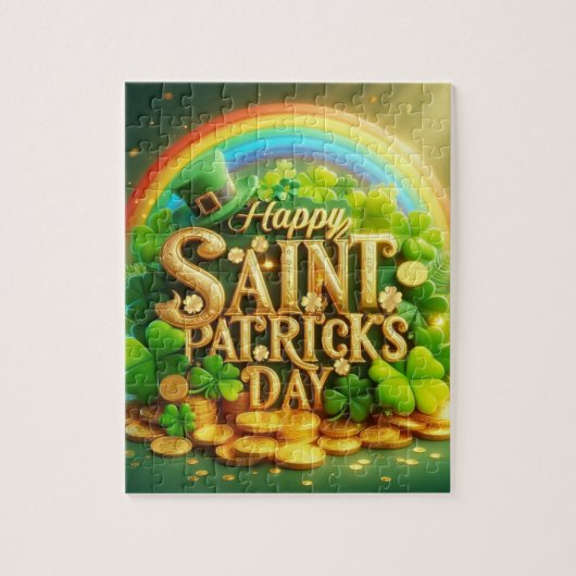 Kleurrijke, grillige Rainbow Saint Patrick's Day Legpuzzel (Verticaal)