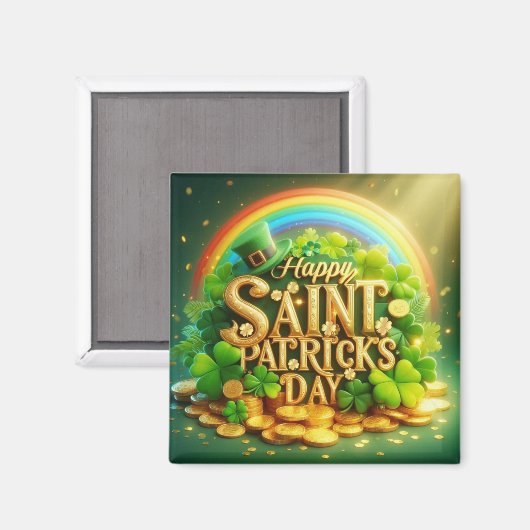 Kleurrijke, grillige Rainbow Saint Patrick's Day Magneet (Voorkant / Achterkant)