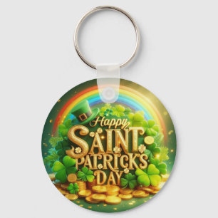 Kleurrijke, grillige Rainbow Saint Patrick's Day Sleutelhanger