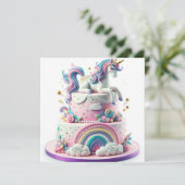 KLEURRIJKE GRILLIGE REGENBOGEN & EENHOORNS VERJAAR KAART (Staand voorkant)