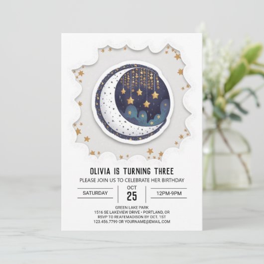 Kleurrijke grillige sterren digitale verjaardag kaart (Staand voorkant)