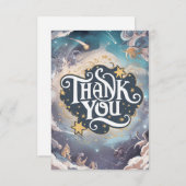 Kleurrijke grillige sterren hemels bedankkaart (Voorkant / Achterkant)