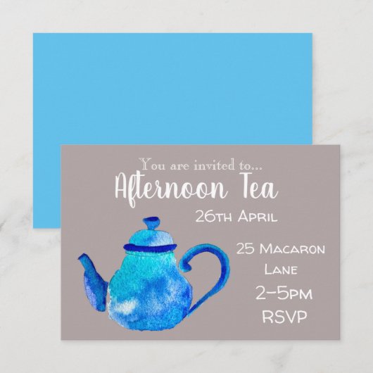 Kleurrijke grillige theepot middag theefeest kaart (Voorkant / Achterkant)