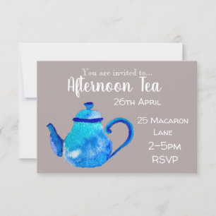 Kleurrijke grillige theepot middag theefeest kaart