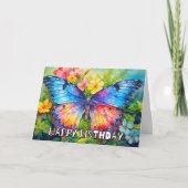Kleurrijke grillige vlinder Happy Birthday Kaart (Voorkant)