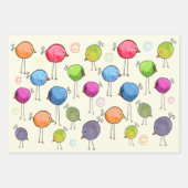 Kleurrijke grillige vogels inpakpapier vel (Voorkant 3)