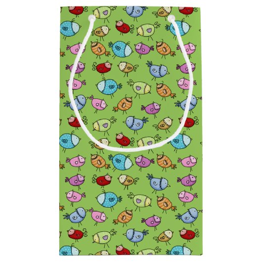 Kleurrijke grillige vogels klein cadeauzakje (Achterkant)