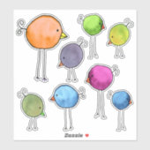 Kleurrijke grillige vogels sticker (Vel)