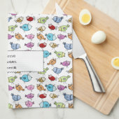 Kleurrijke grillige vogels theedoek (Quarter Fold)