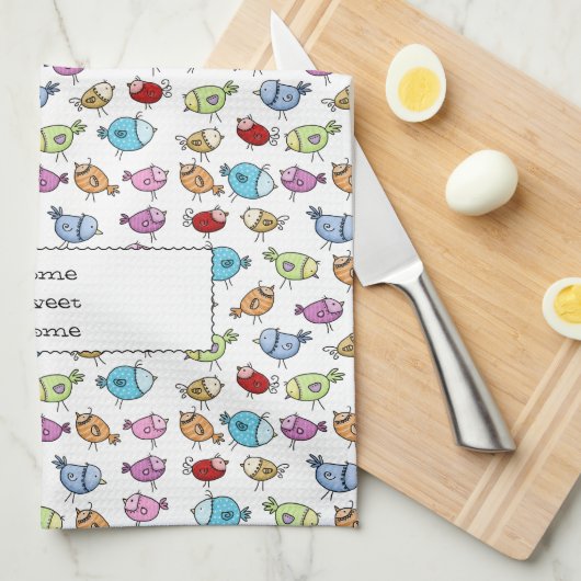 Kleurrijke grillige vogels theedoek (Quarter Fold)