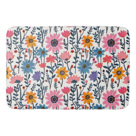 Kleurrijke grillige volkskunst Bloemen Badmat