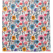 Kleurrijke grillige volkskunst Bloemen Douchegordijn (Voorkant)