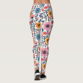 Kleurrijke grillige volkskunst Bloemen Leggings (Achterkant)