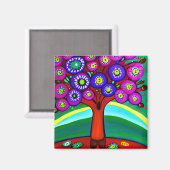  kleurrijke grillige volkskunst magneet (Voorkant / Achterkant)