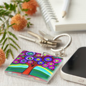  kleurrijke grillige volkskunst sleutelhanger (Voorkant Rechts)