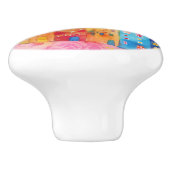 Kleurrijke grillige Waterverf Townscape Keramische Knop (Zijkant)