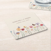 Kleurrijke grillige Wildflower bruiloft Kartonnen Onderzetters (Schuin)