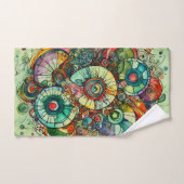 Kleurrijke Groene Abstracte Doodle Art Handdoek se (Handdoek)
