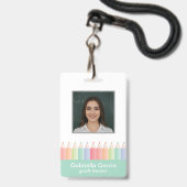 Kleurrijke Groene Barcode Docent ID-kaart Badge (Voorzijde met lanyard)