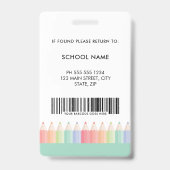Kleurrijke Groene Barcode Docent ID-kaart Badge (Achterkant)