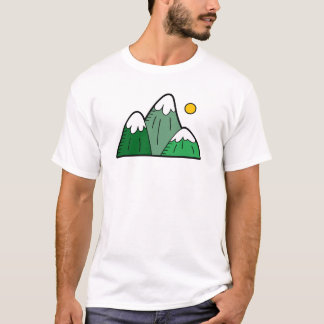 Kleurrijke groene bergen geïllustreerd Mannen T-shirt