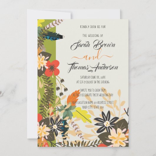 KLEURRIJKE GROENE BOHO FLORAL KAART (Voorkant)