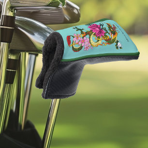 Kleurrijke Groene Chinese Draak Lotus Theelbladtat Golfheadcover