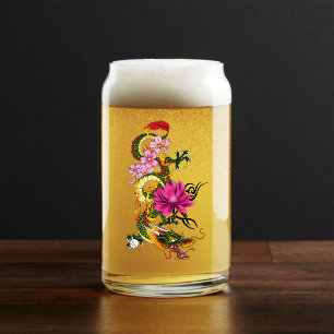 Kleurrijke Groene Chinese Draak Lotus Theelint Tat Blikvorm Glas