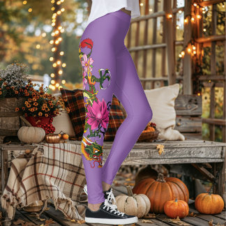 Kleurrijke Groene Chinese Draak Lotus Theelkleuren Leggings
