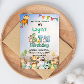 Kleurrijke groene en blauwe safari 6de verjaardags kaart