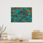 Kleurrijke groene en oranje bomen poster (Keuken)