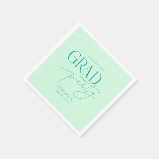 Kleurrijke groene gepersonaliseerde minimalistisch servet (Hoek)