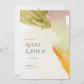 Kleurrijke Groene Moderne Abstracte Kunst Bruiloft Kaart (Voorkant)