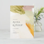 Kleurrijke Groene Moderne Abstracte Kunst Bruiloft Kaart (Staand voorkant)