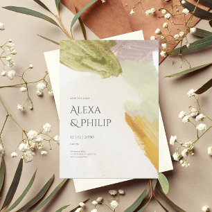 Kleurrijke Groene Moderne Abstracte Kunst Bruiloft Kaart