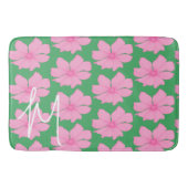 Kleurrijke Groene Roze Bloemen Moderne Monogram Ba Badmat (Voorkant)