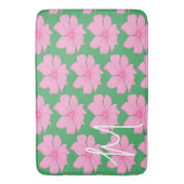 Kleurrijke Groene Roze Bloemen Moderne Monogram Ba Badmat (Voorkant Verticaal)