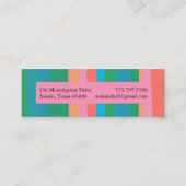 Kleurrijke groene roze minimalistische strepen han mini visitekaartje (Achterkant)