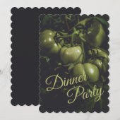 Kleurrijke Groene Rustieke Tomaat Dinerfeest Kaart (Voorkant / Achterkant)