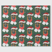 Kleurrijke Groene Sterren Duitse Herder Kerstmis Cadeaupapier (Vlak)
