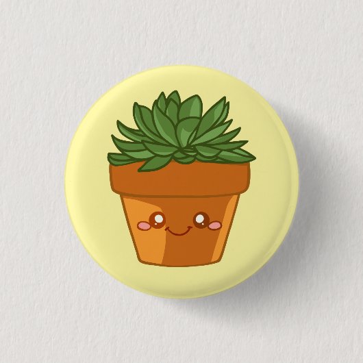 Kleurrijke Groene Succulente Pot Centrumstuk Ronde Button 3,2 Cm (Voorkant)