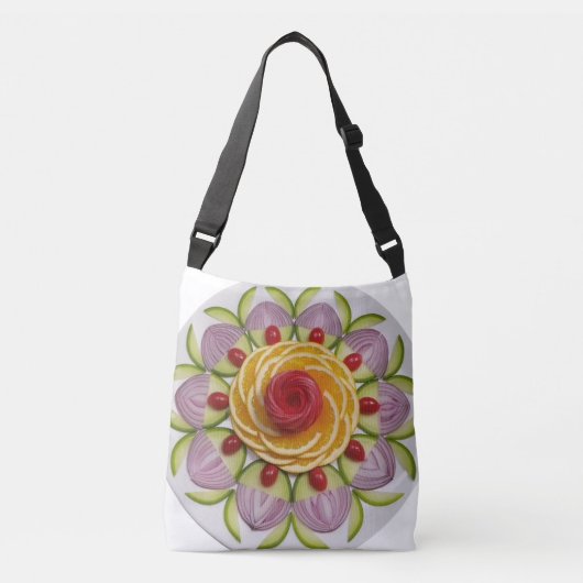 Kleurrijke groenten en fruit Mandala Bord Design Crossbody Tas (Voorkant)