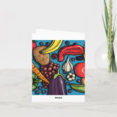 Kleurrijke groenten en fruit op blauwe kaart (Achterkant)