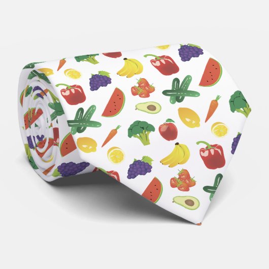 kleurrijke groenten en fruit stropdas (Opgerold)