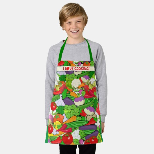 Kleurrijke groenten, ik hou van koken Kinderen Schort (Gedragen)